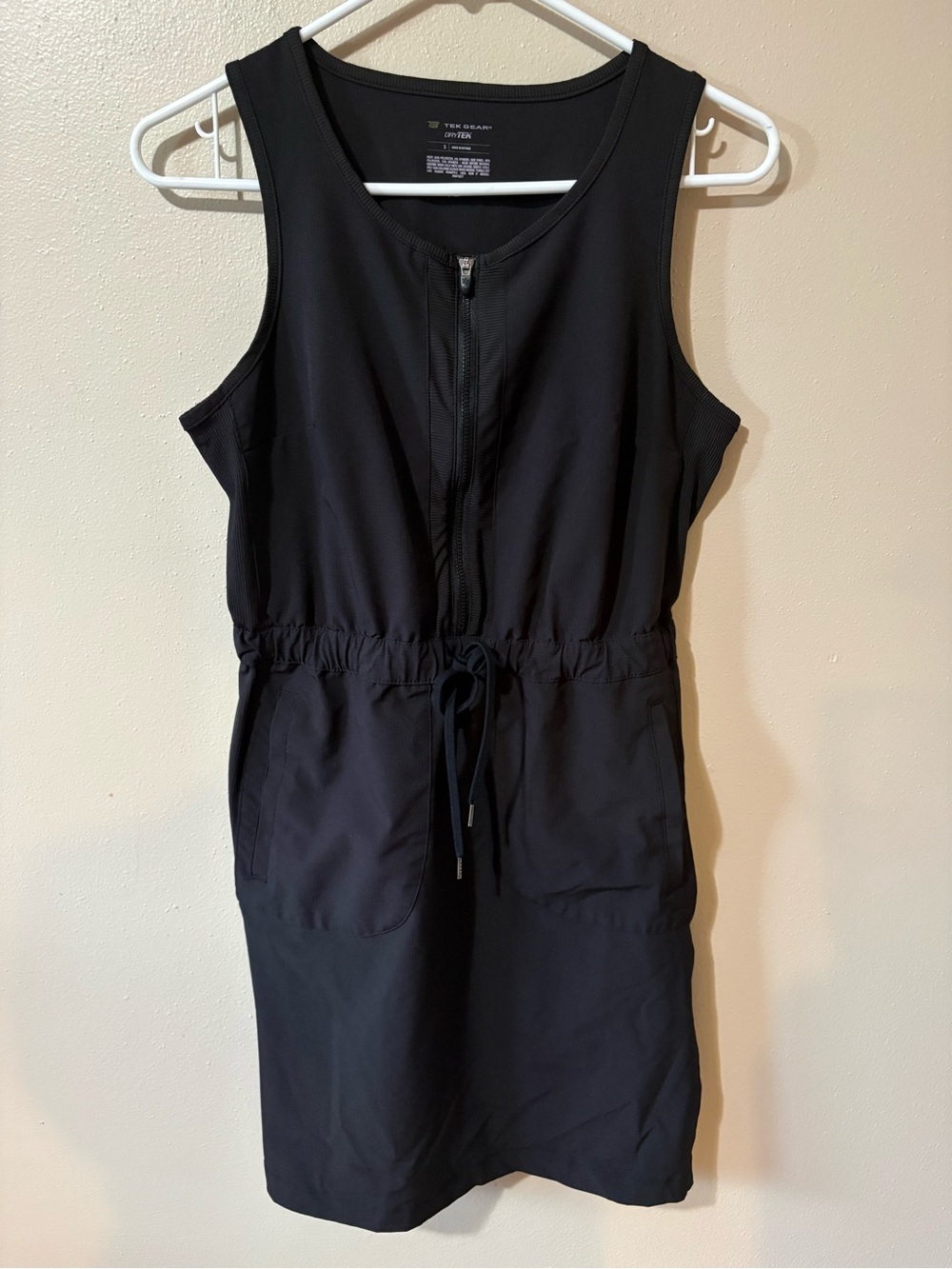 Tek Gear RipStop Tank Dress Womens size small black cinch waist
